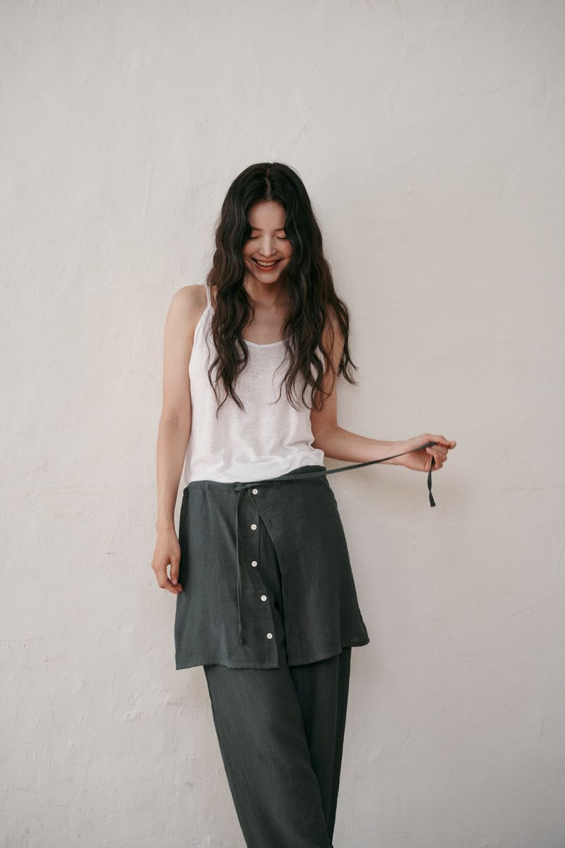 Pleat wrap cover up (Dark grey)