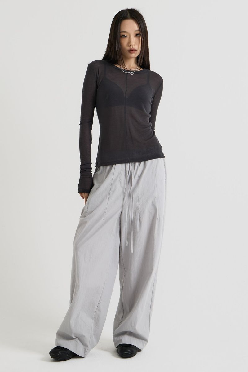 French Wool Tencel Long Sleeve, Charcoal