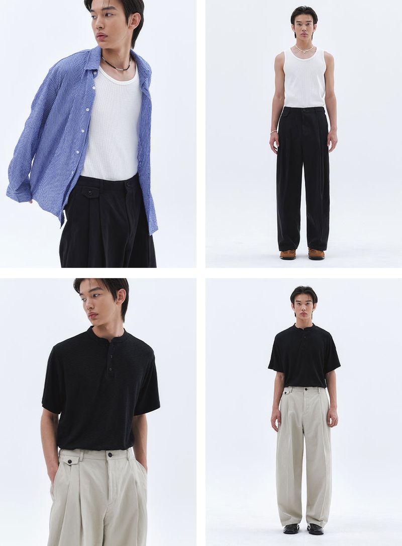 Flap pocket wide pants_Black  