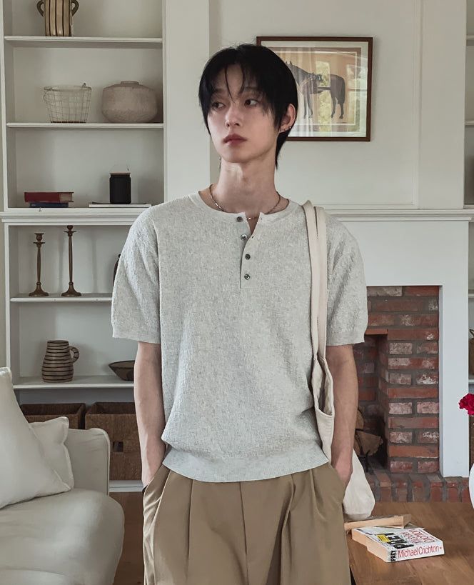 2PLAN(ツープラン)の「Icy Henley Neck Short Sleeve Knit(Tops)」
