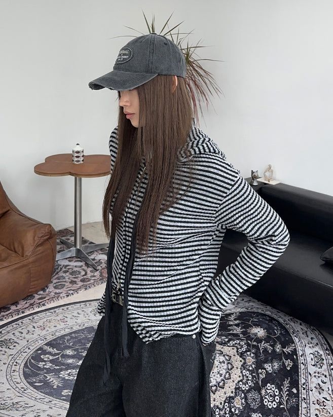 Terren Ribbed Crop Hood Zip-Up