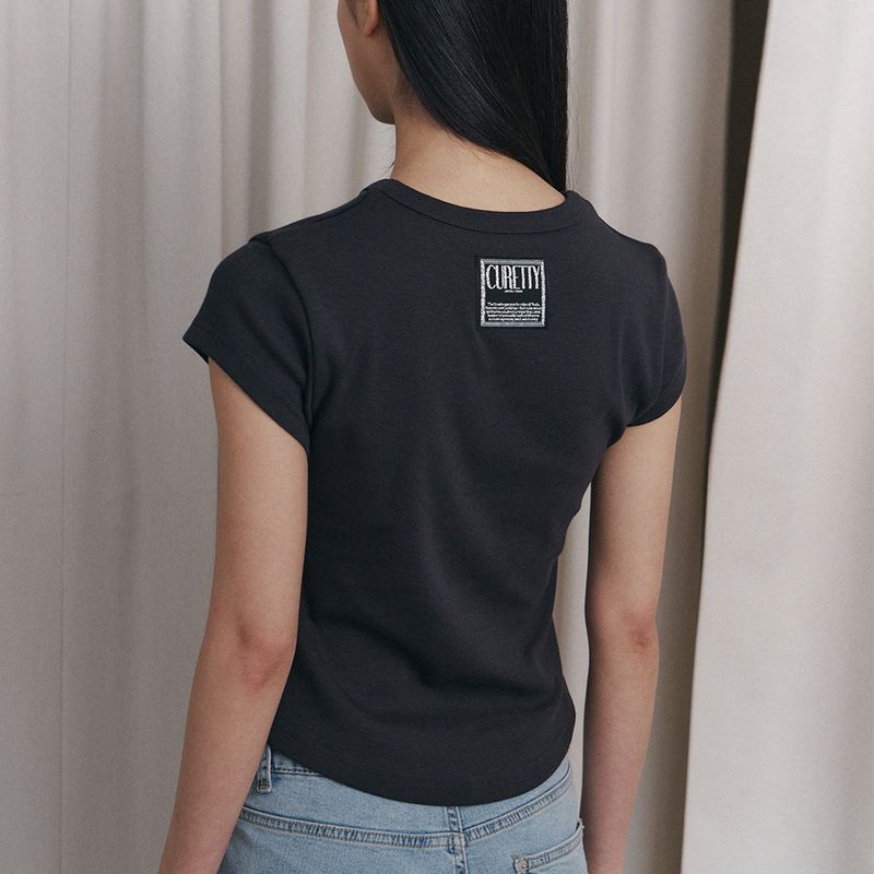 C 90S LINE BASIC T-SHIRT_CHARCOAL