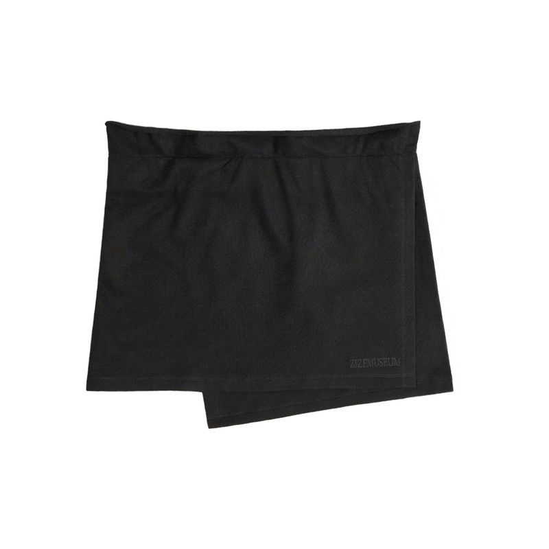 レイヤードスナップラップスカート (BLACK)
