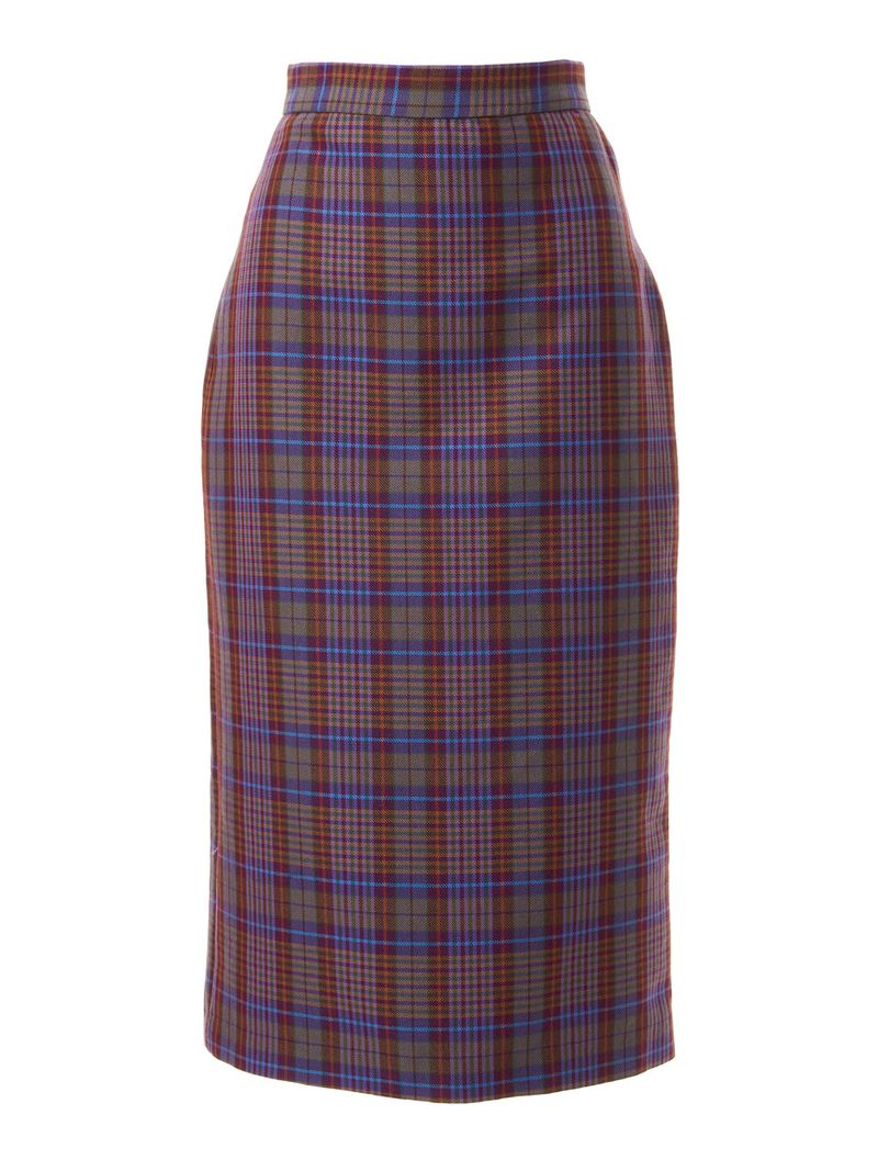 CHECK MIDI SKIRT_PURPLE