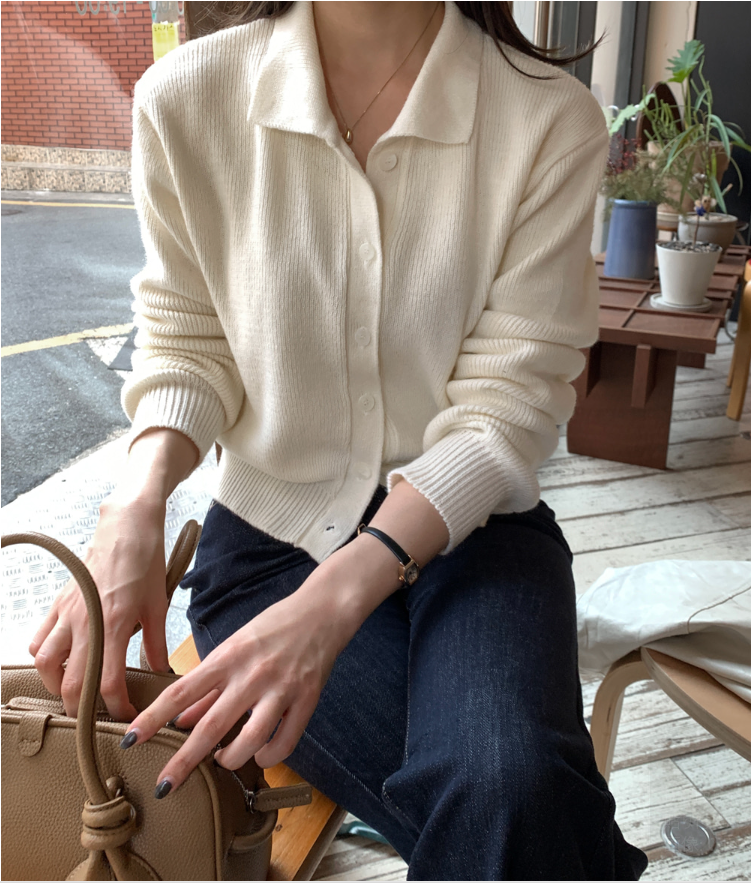 Jenny Collar Button Knit Cardigan / 4 colors