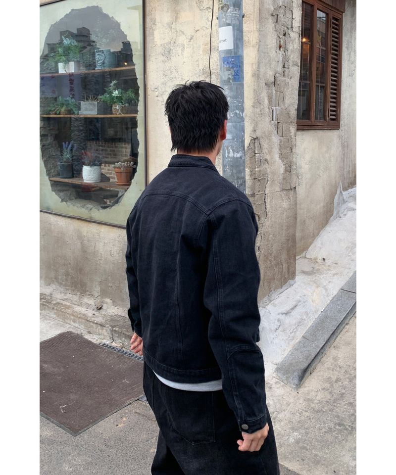 Crop Biker Washing Jacket