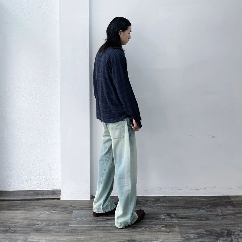 Seamed Washed Wide-Leg Jeans