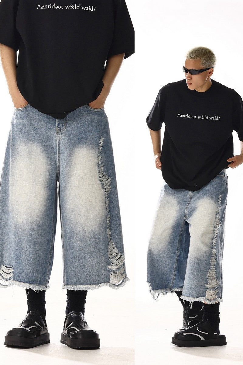 Distressed Raw Hem Jeans