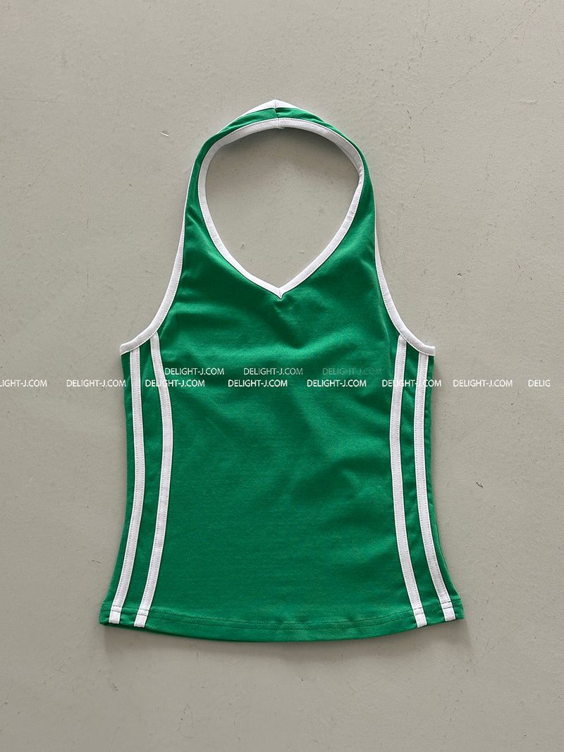 track halter neck backless sleeveless shirt