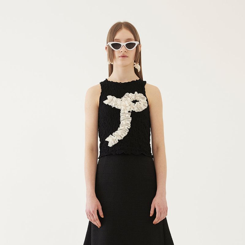 FRILL SLEEVELESS TOP (BLACK)