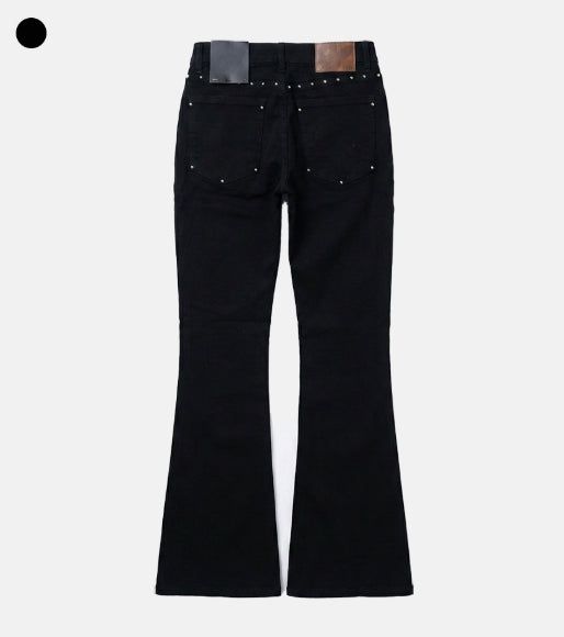 Black pin bootcut denim
