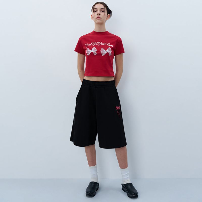 NCOVER(エンカバー)の「PINK RIBBON LOGO HALF PANTS-BLACK(Pants)」