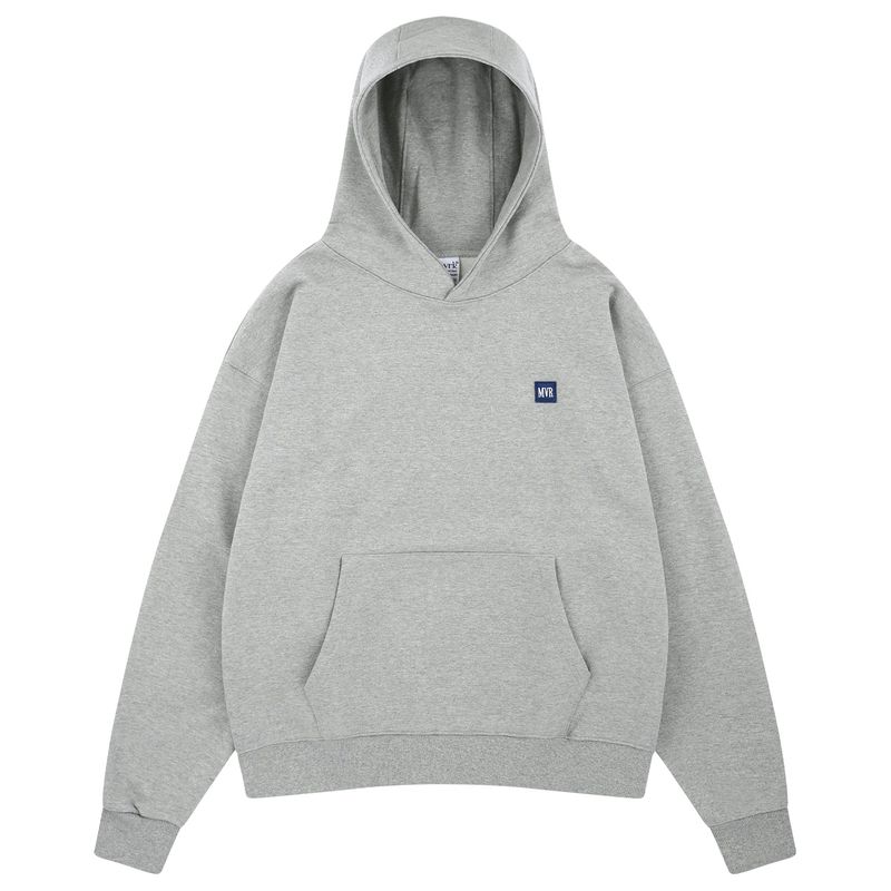 MVR PATCH LOGO SLEEK HOODIE SWEATSHIRT GRAY