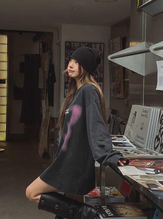 Butterfly Printed Oversized Fit Sweatshirt