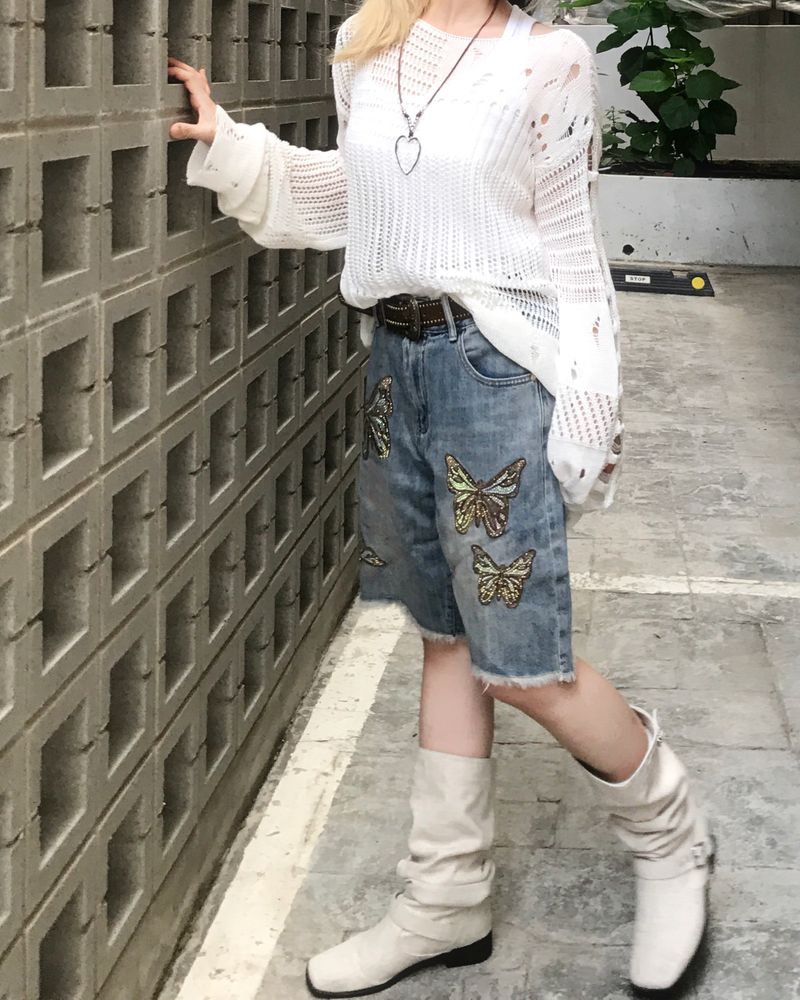 vintage punk damage long knitwear