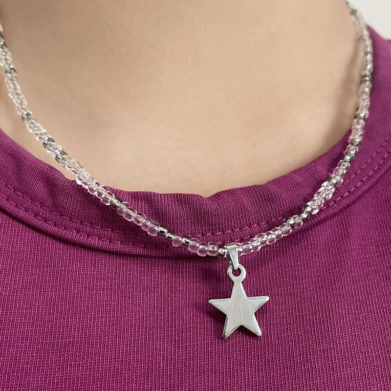 khaki point star necklace
