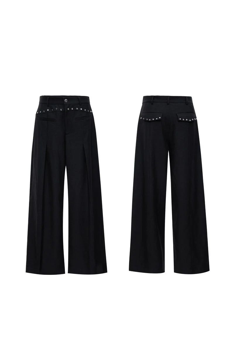 Deconstructed Wool Blend Suit Trousers