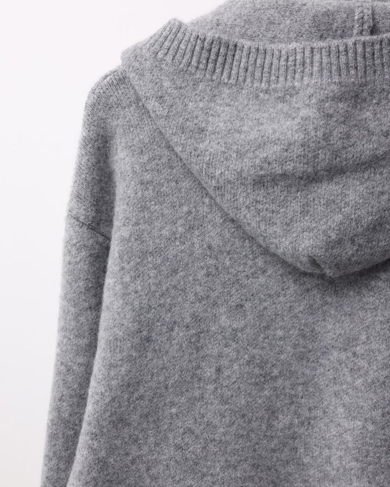 Merry wool knit hood zip-up