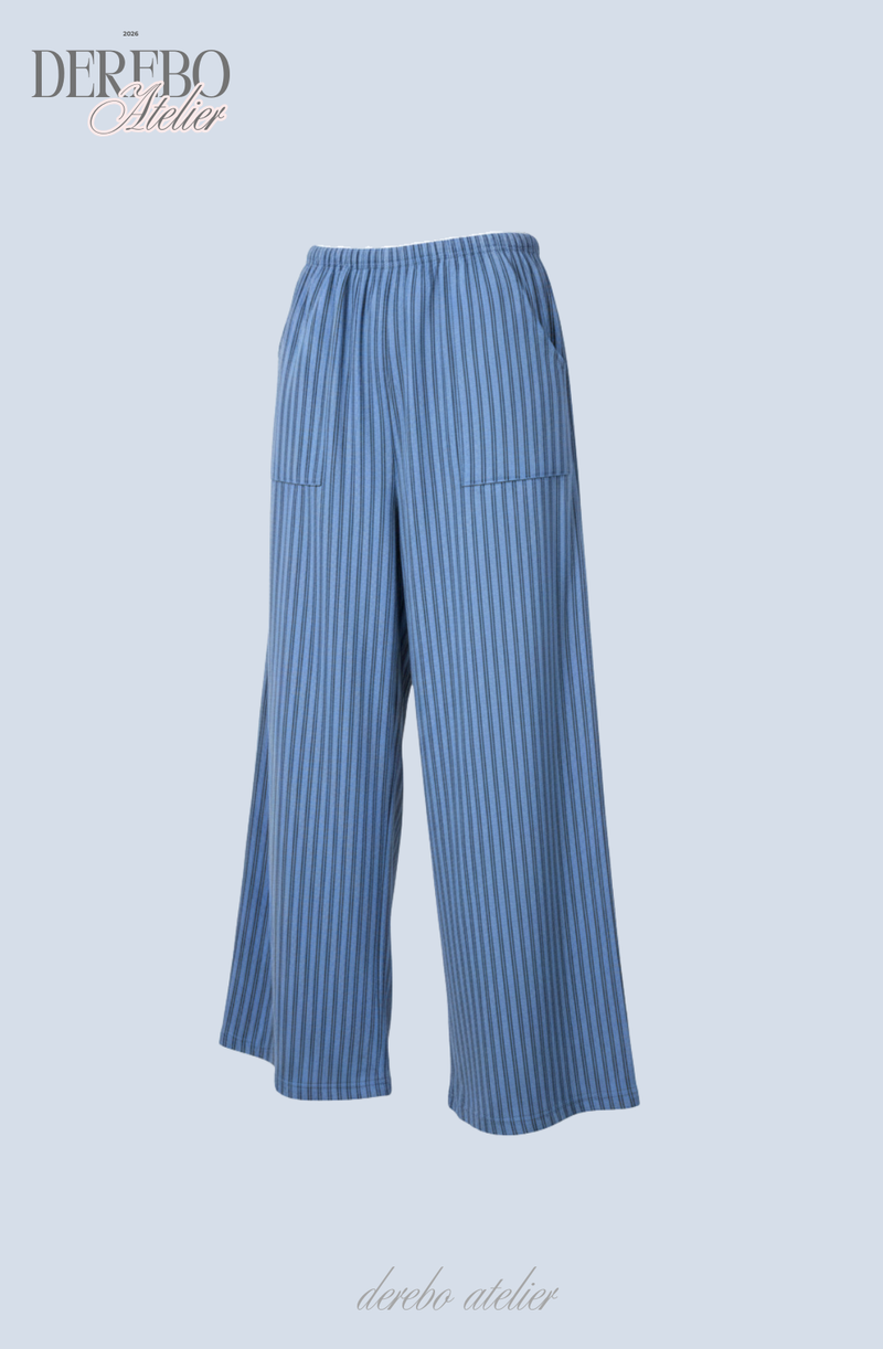blue stripe fleece pajamas