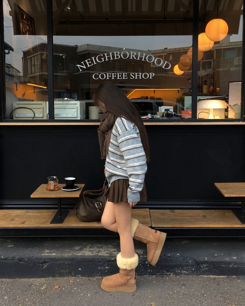 [ORIGINAL] Sand Stripe Oversized Wool Cardigan