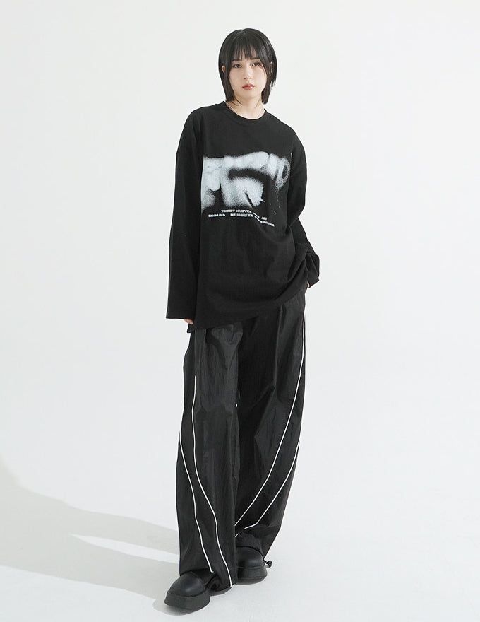 Curve line nylon pants