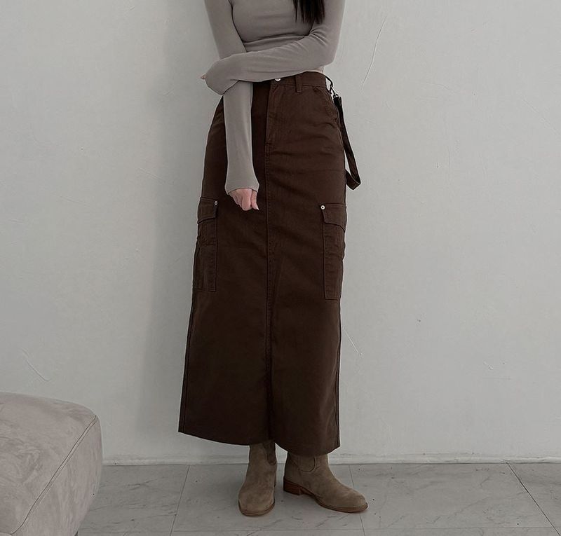INTHECLOSET(インザクローゼット)の「Work cargo maxi long skirt (4 colors)(Skirts)」
