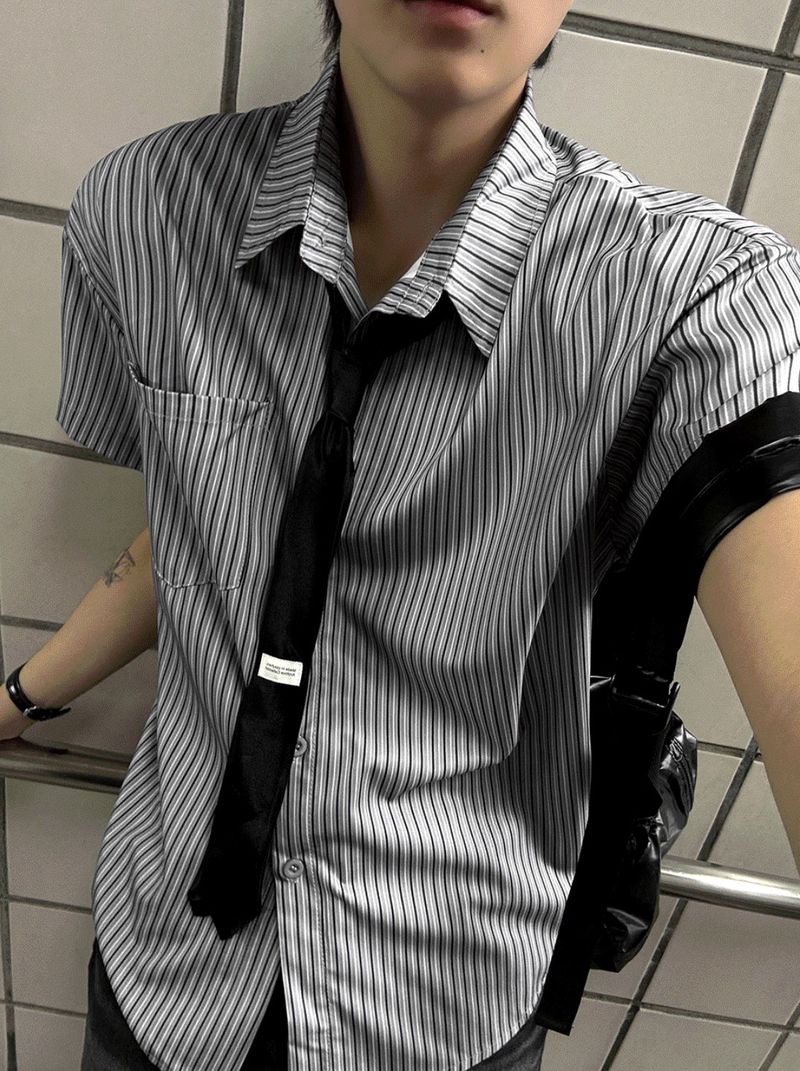 Silk Striped Classic Shirt & Tie Set