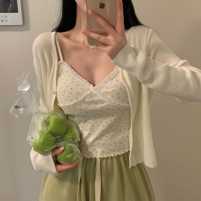 [BELLIDE MADE] FLOWER PATTERN LACE sleeveless camisole