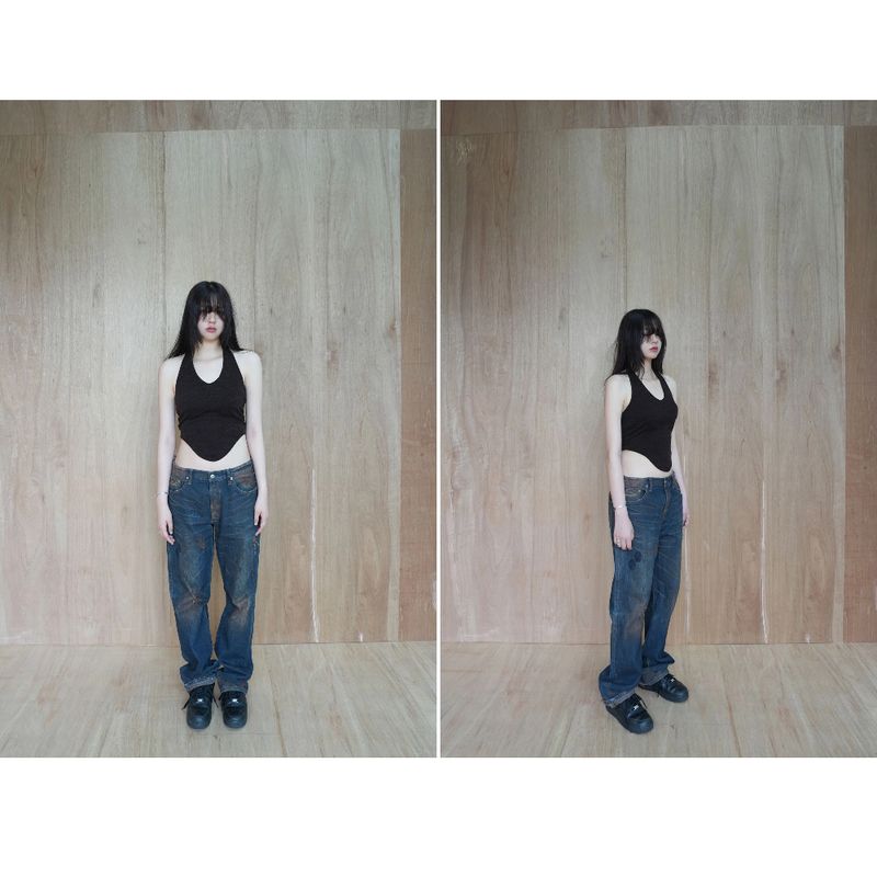 HALTERNEK KNIT VEST_BROWN