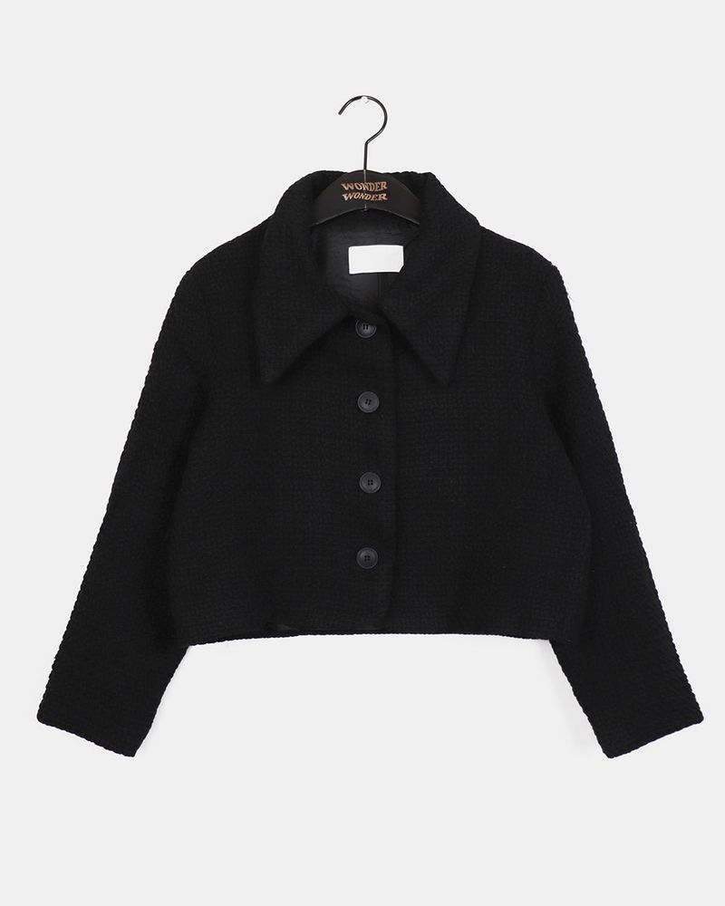 EO collar tweed short jacket