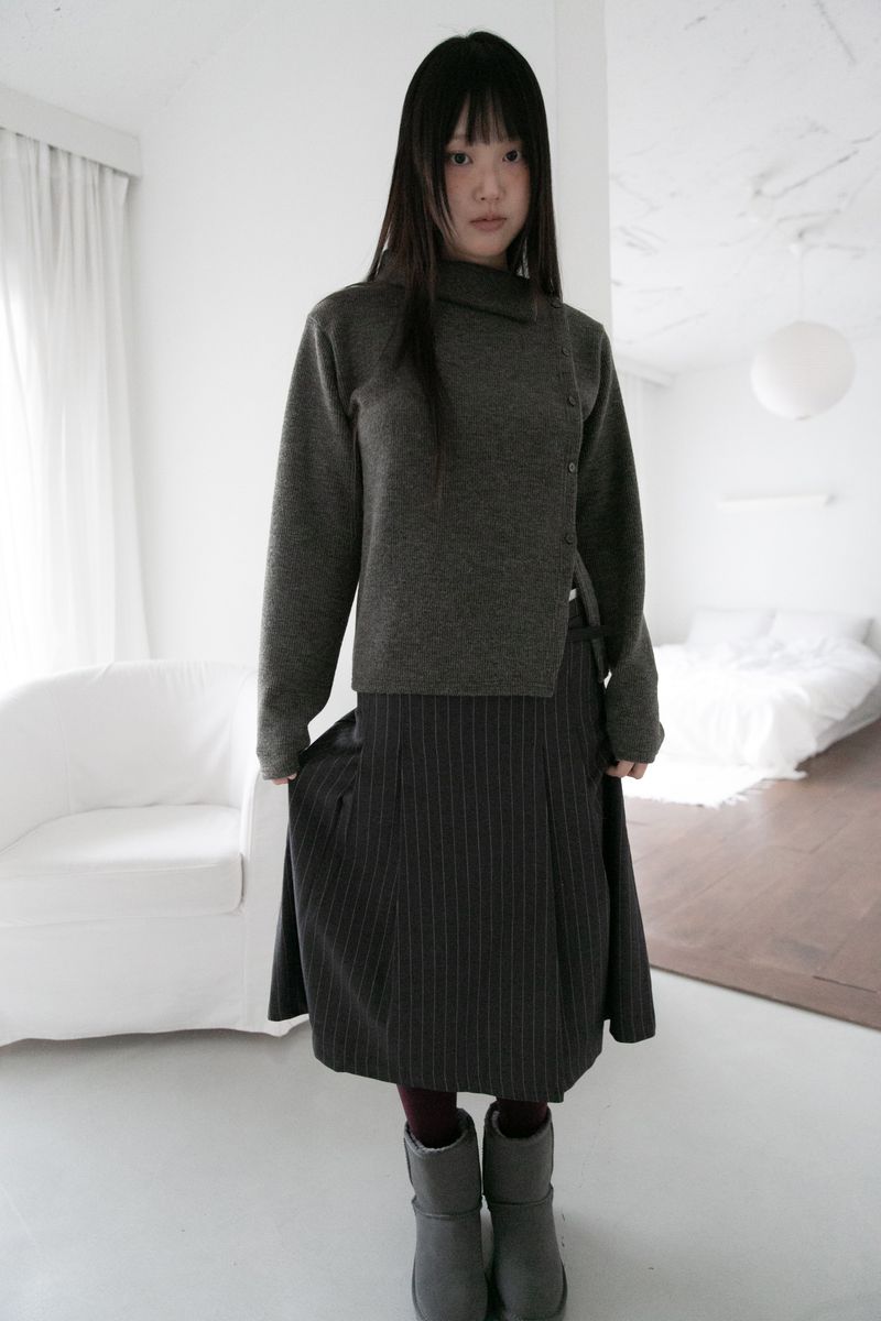 bokashi unbal collar knit top(4colors)