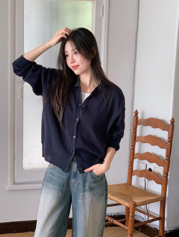 Basic Collar Loose Fit Knit Cardigan (10color)