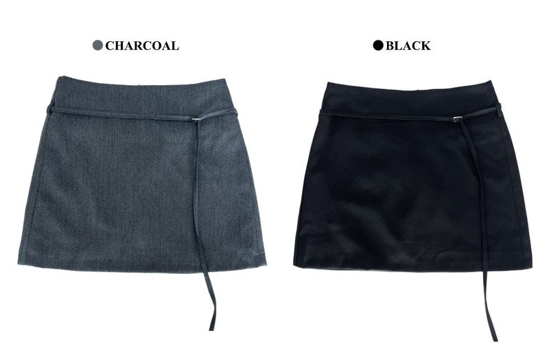 Slate Line Thin Belt Formal Mini Skirt