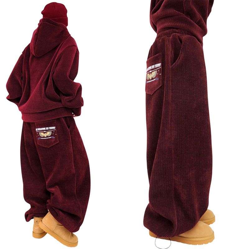 Wide corduroy mink napping pants