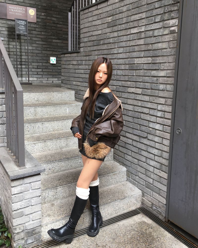 Vintage fur leather jacket