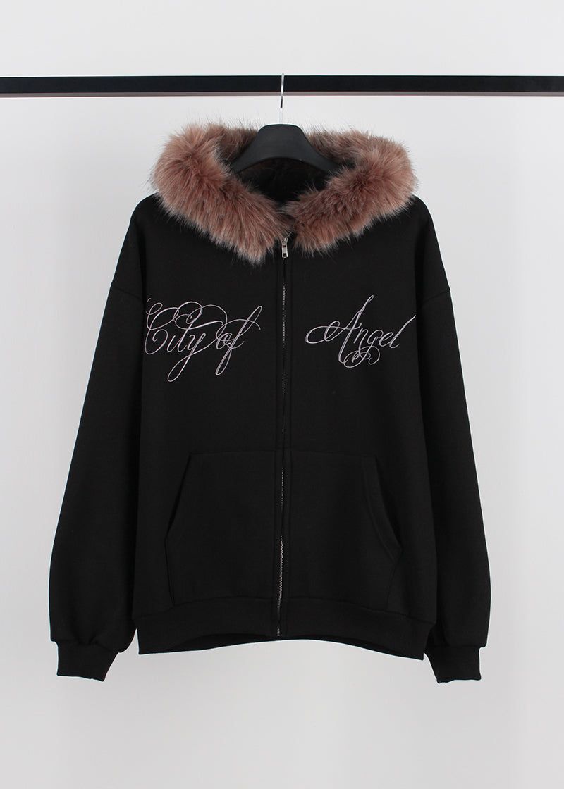 ANGEL FUR HOOD ZIP-UP