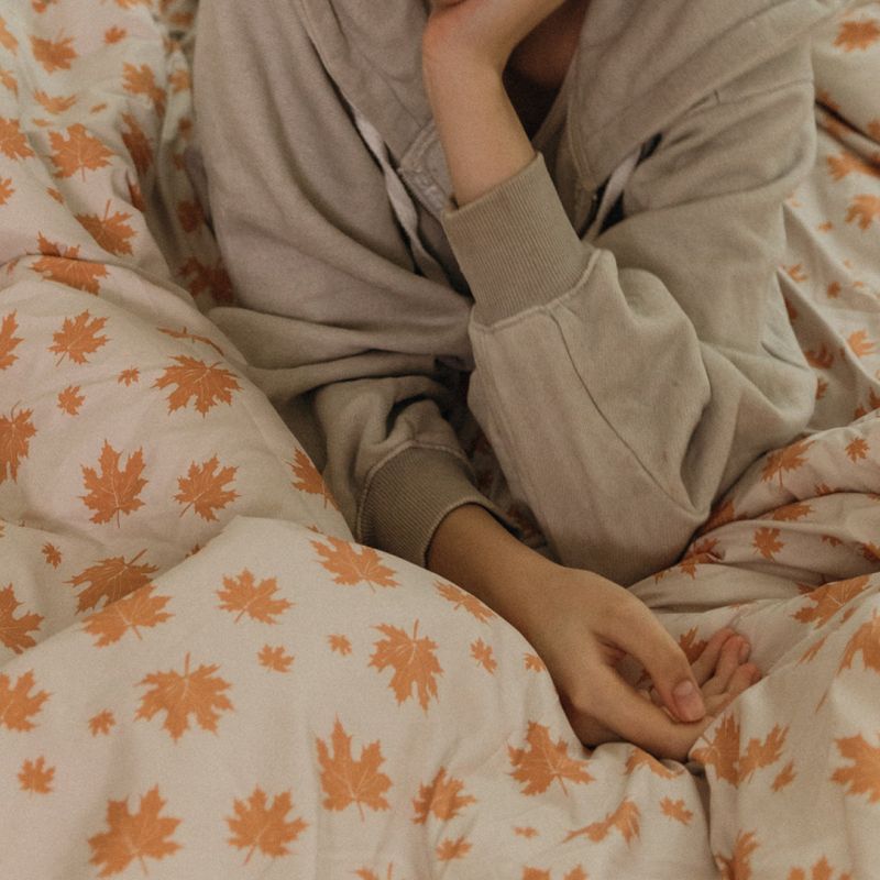 Dust-Free Maple Pattern - Orange Duvet Cover - K size