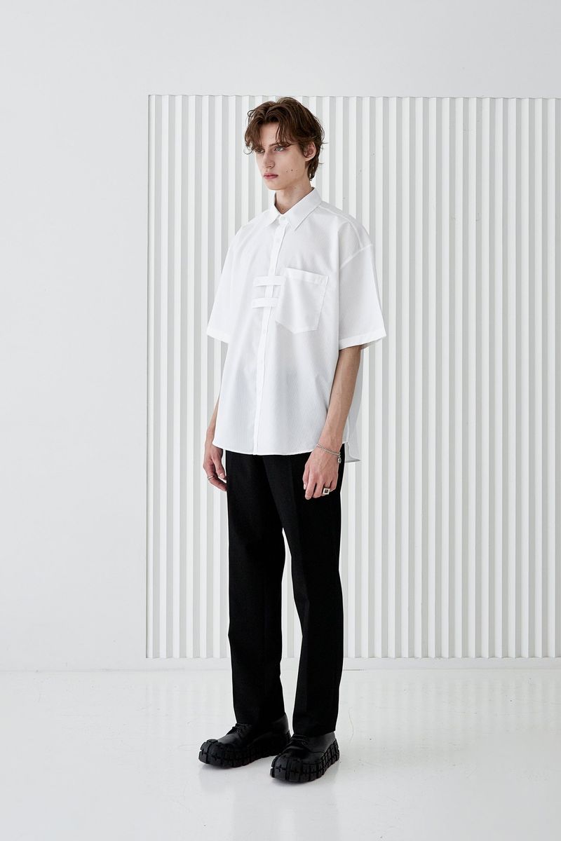 DOBLE HOLDER STRIPE HALF SHIRT WHITE