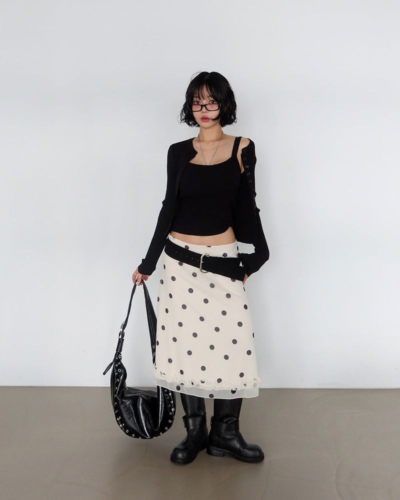 V-neck Knit Sleeveless Cardigan Set