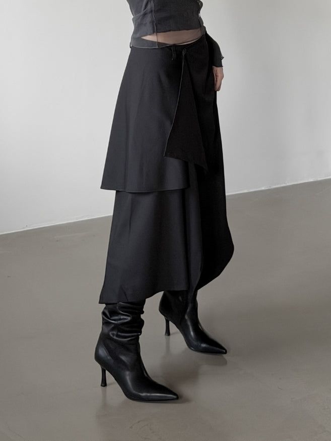 Beon Drape Unbalanced Flared Skirt