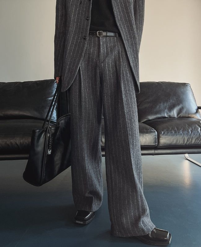 Ovening Stripe Wool Slacks