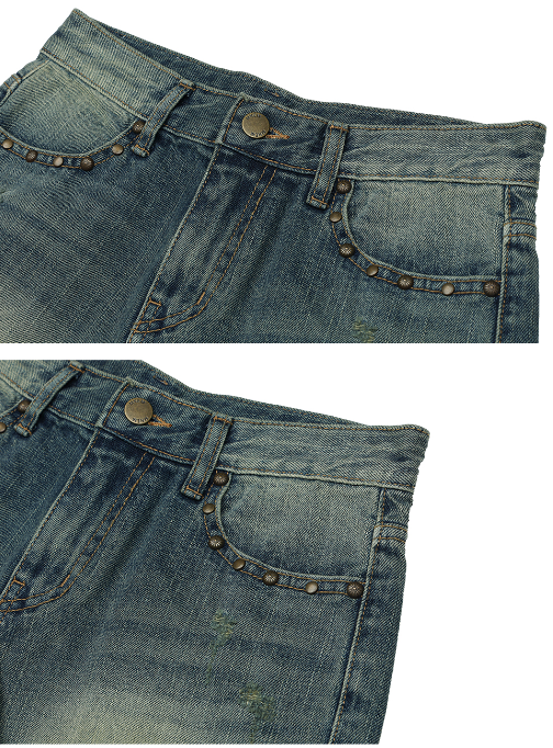 [mnem] stud damage short pants (green)