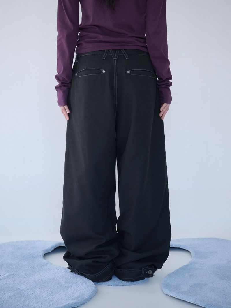 BELTED POCKET COTTON PT BLACK