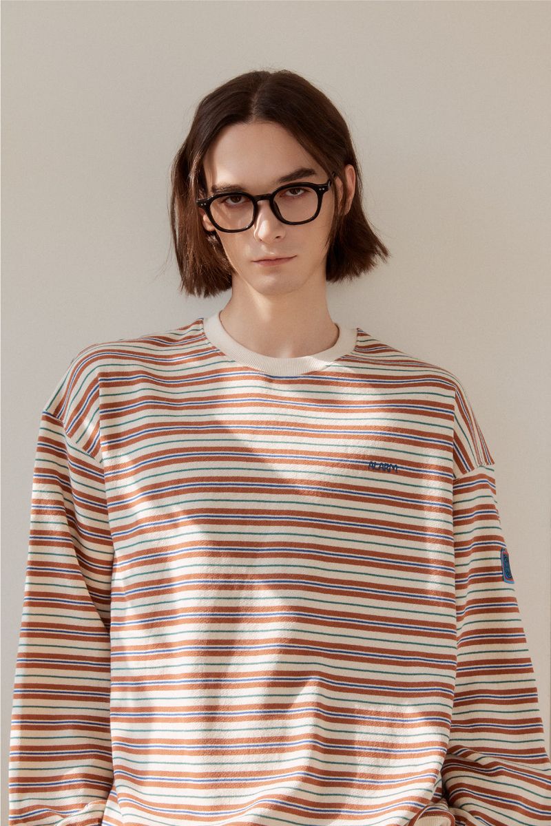 Alarm Multi Stripe Sweatshirt - Brown