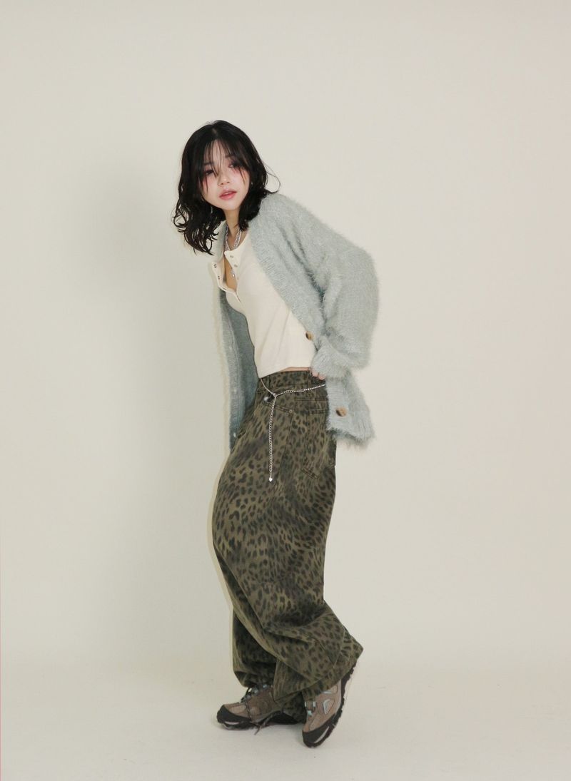 (Leopard Item) Kiya leopard printed balloon-fit wide pants
