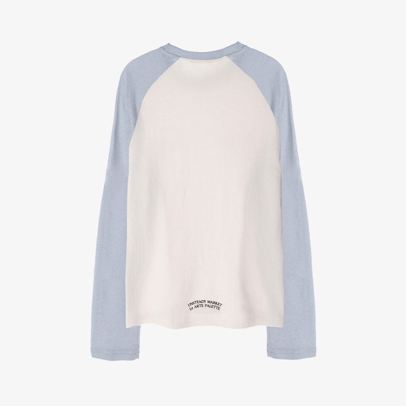 Raglan Waffle LS Tee_ Sky Blue