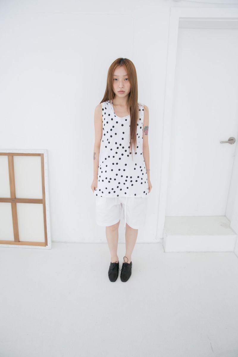 dot back knot sleeveless top(2colors)