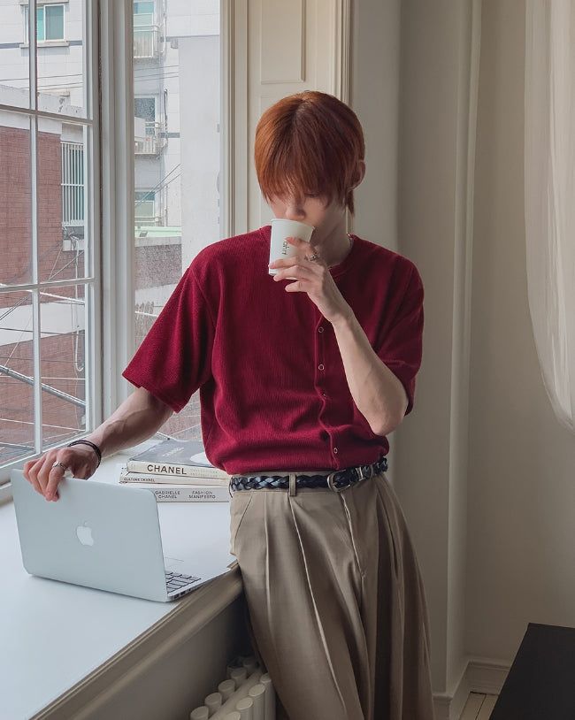 [1+1] Snapd Round Short Sleeve Cardigan
