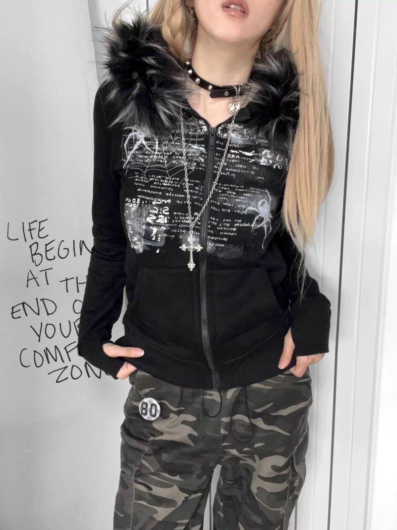 Fur Collar Zipper Hoodie
