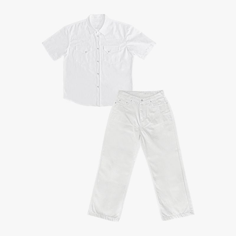 Leaf denim western short sleeve shirt